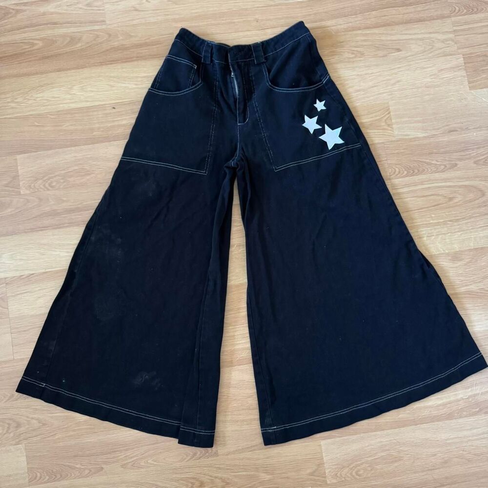 Dolls Kill ‘Twilight as my Guide’ Jeans 28” Black Wide Leg Goth Emo Scene Kid